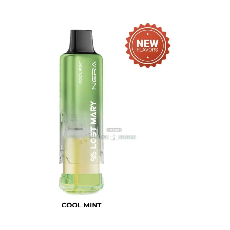 Lost Mary Nera 70K Pods Cool Mint, single green pod with black mouthpiece and visible e-liquid level at El Paso Smoke Shops